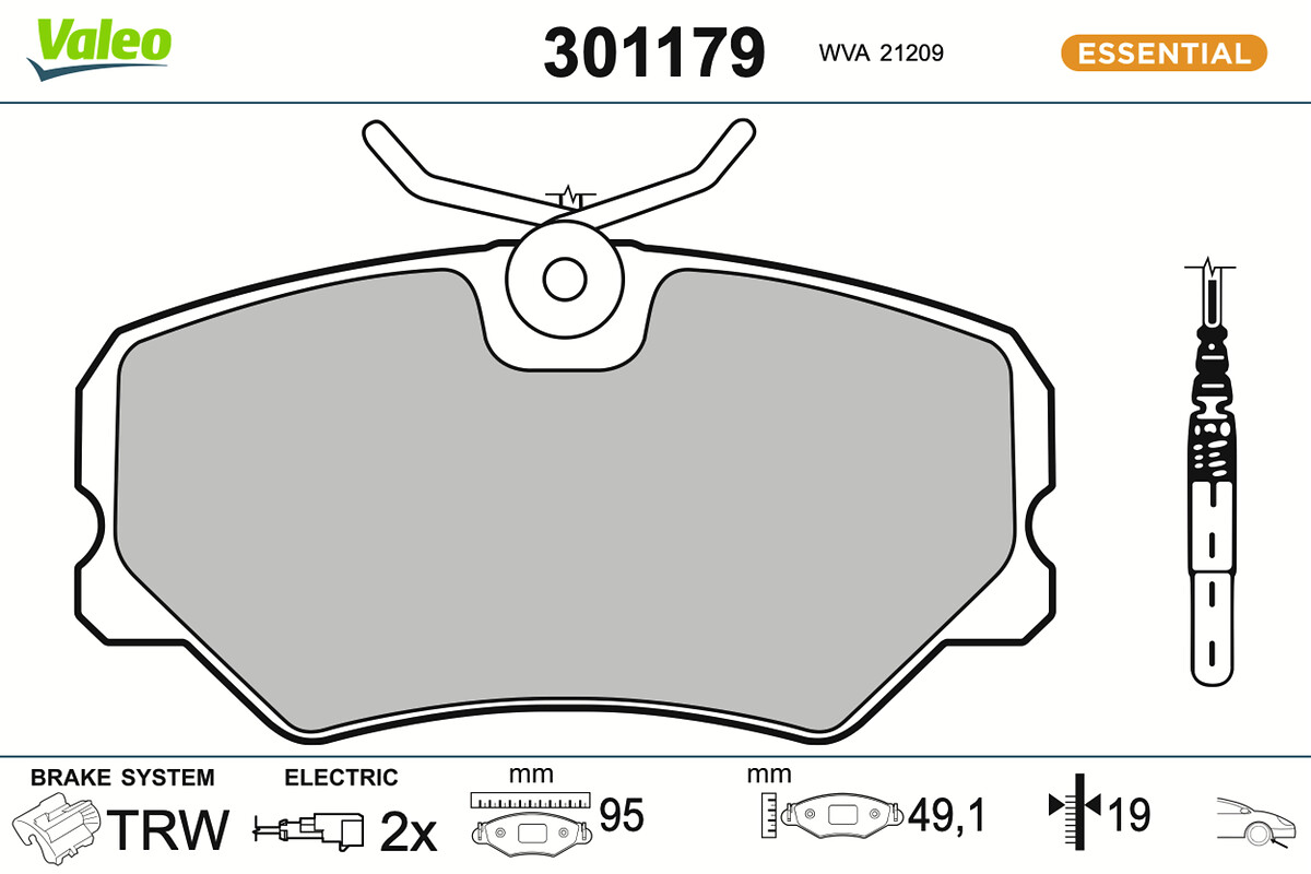 Jeu de 4 plaquettes de frein VALEO ref. 301179